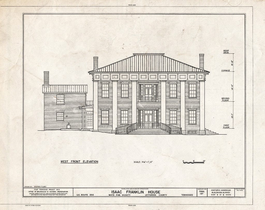 Blueprint HABS Tenn,45-Whip,1- (Sheet 4 of 6) - Isaac Franklin House, U.S. Route 25 East, White Pine, Jefferson County, TN