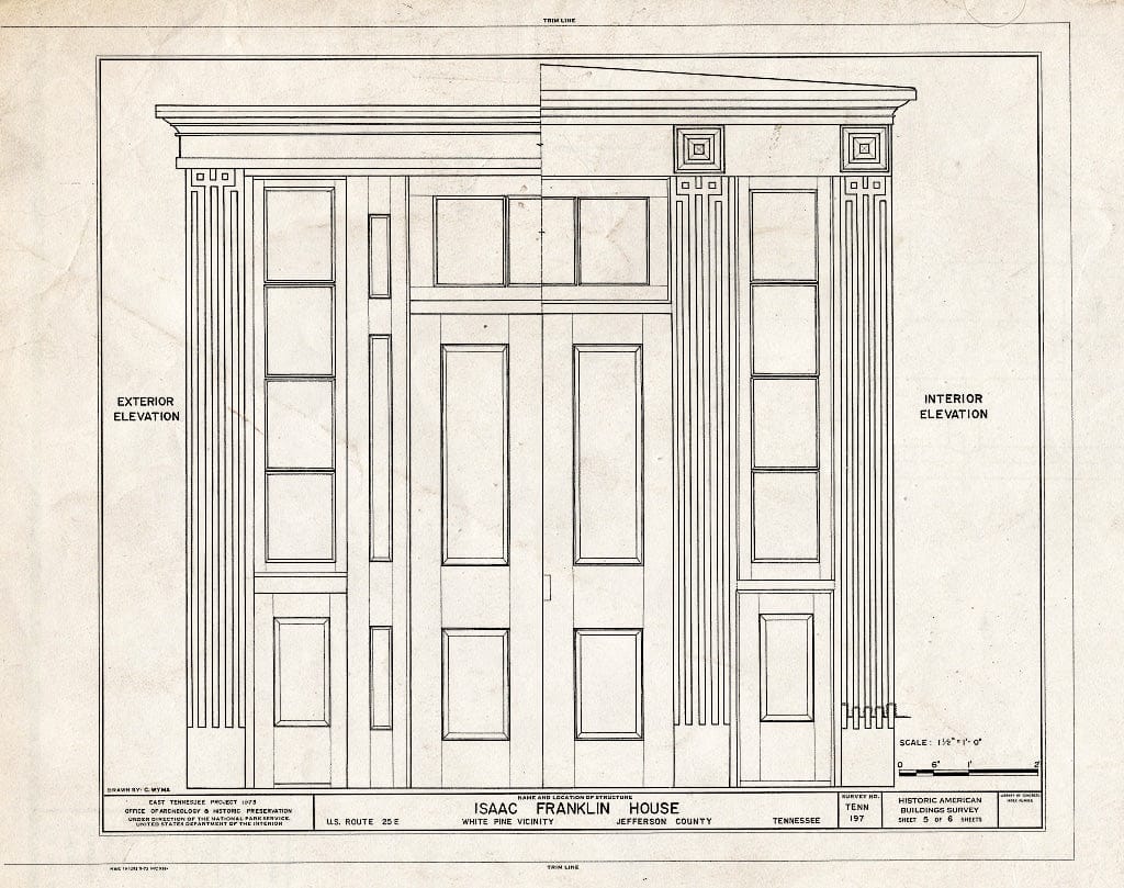 Blueprint HABS Tenn,45-Whip,1- (Sheet 5 of 6) - Isaac Franklin House, U.S. Route 25 East, White Pine, Jefferson County, TN