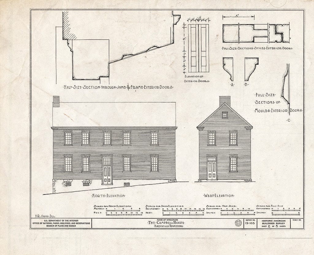 Blueprint HABS Tenn,47-KNOVI,3- (Sheet 2 of 5) - Campbell House, Cumberland Avenue & Central Street, Knoxville, Knox County, TN