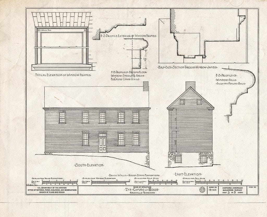 Blueprint HABS Tenn,47-KNOVI,3- (Sheet 3 of 5) - Campbell House, Cumberland Avenue & Central Street, Knoxville, Knox County, TN