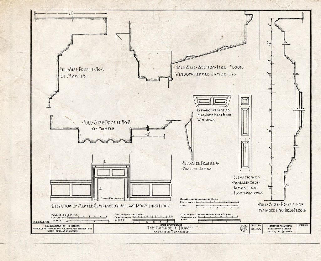 Blueprint HABS Tenn,47-KNOVI,3- (Sheet 4 of 5) - Campbell House, Cumberland Avenue & Central Street, Knoxville, Knox County, TN
