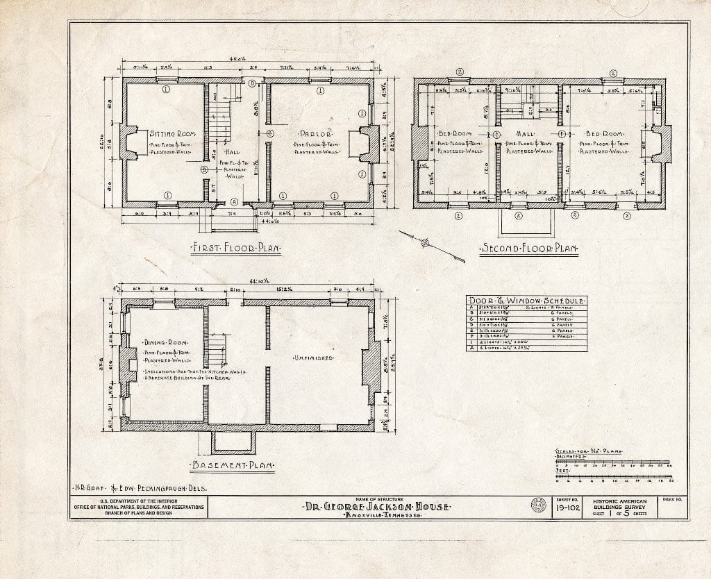 Blueprint HABS Tenn,47-KNOVI,2- (Sheet 1 of 5) - Dr. George Jackson House, State Street & Hill Avenue, Knoxville, Knox County, TN