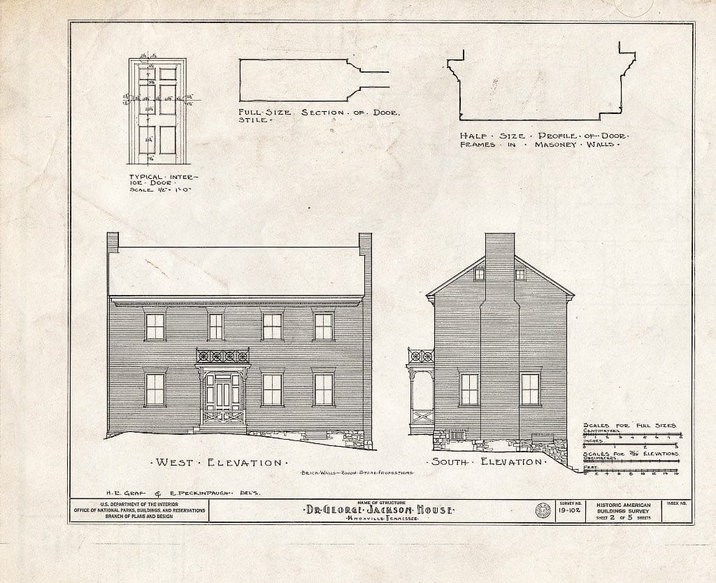 Blueprint HABS Tenn,47-KNOVI,2- (Sheet 2 of 5) - Dr. George Jackson House, State Street & Hill Avenue, Knoxville, Knox County, TN