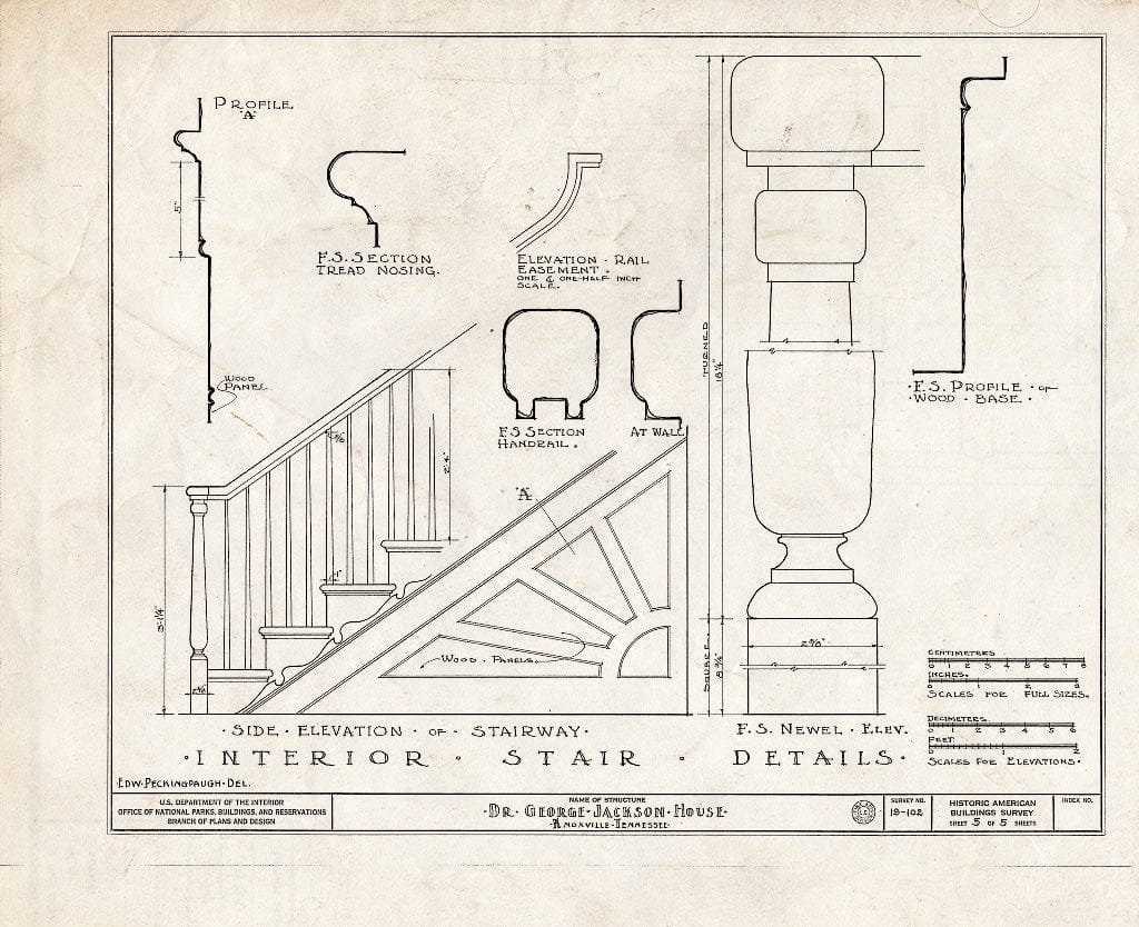 Blueprint HABS Tenn,47-KNOVI,2- (Sheet 5 of 5) - Dr. George Jackson House, State Street & Hill Avenue, Knoxville, Knox County, TN
