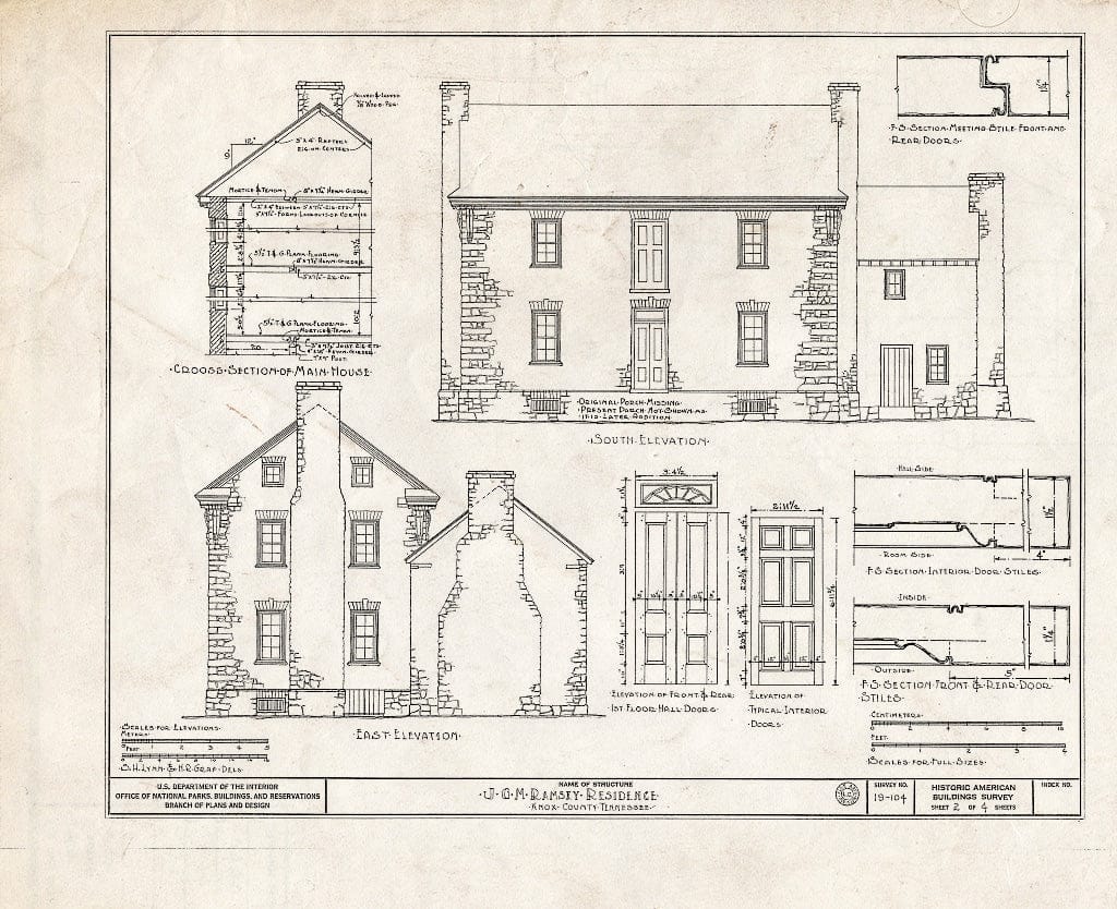Blueprint HABS Tenn,47-KNOVI.V,1- (Sheet 2 of 4) - Ramsey House, Thorngrove Pike, Knoxville, Knox County, TN