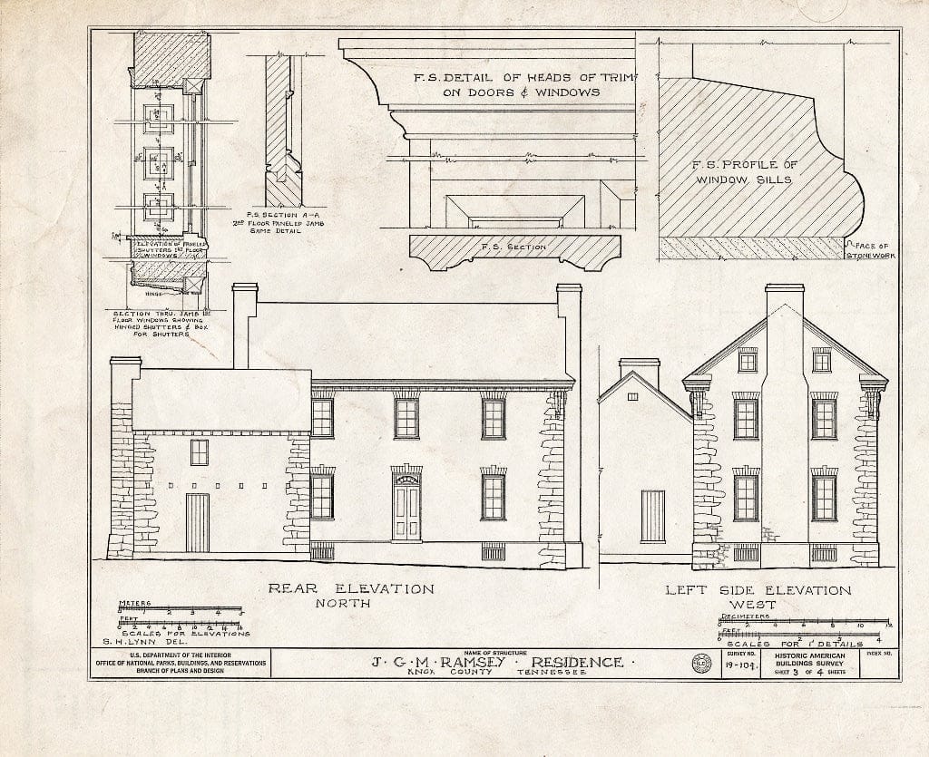 Blueprint HABS Tenn,47-KNOVI.V,1- (Sheet 3 of 4) - Ramsey House, Thorngrove Pike, Knoxville, Knox County, TN