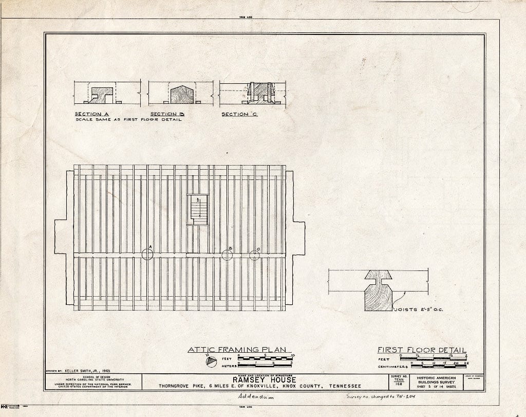 Blueprint HABS Tenn,47-KNOVI.V,1- (Sheet 5 of 14) - Ramsey House, Thorngrove Pike, Knoxville, Knox County, TN