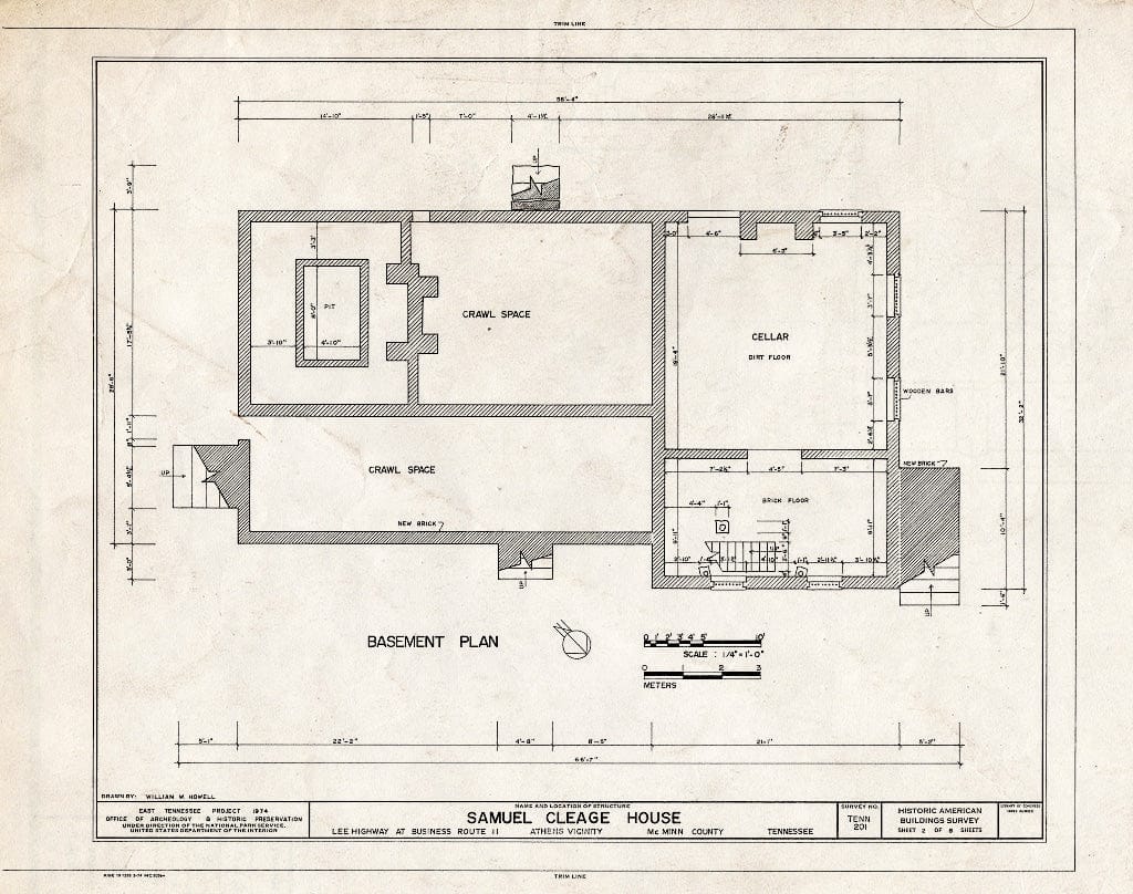 Blueprint HABS Tenn,54-ATH.V,1- (Sheet 2 of 8) - Samuel Cleage House, Lee Highway, Athens, McMinn County, TN