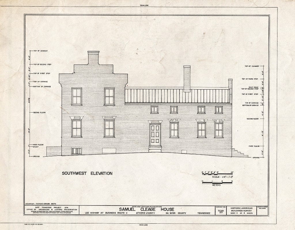 Blueprint HABS Tenn,54-ATH.V,1- (Sheet 6 of 8) - Samuel Cleage House, Lee Highway, Athens, McMinn County, TN