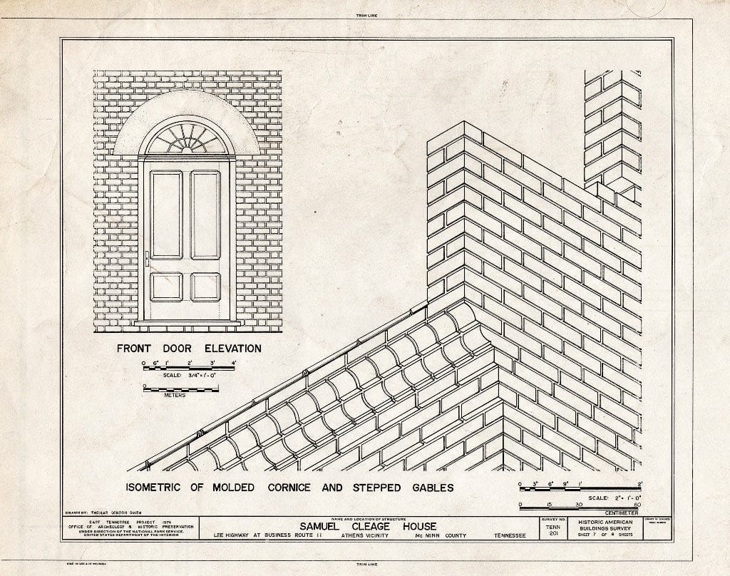 Blueprint HABS Tenn,54-ATH.V,1- (Sheet 7 of 8) - Samuel Cleage House, Lee Highway, Athens, McMinn County, TN