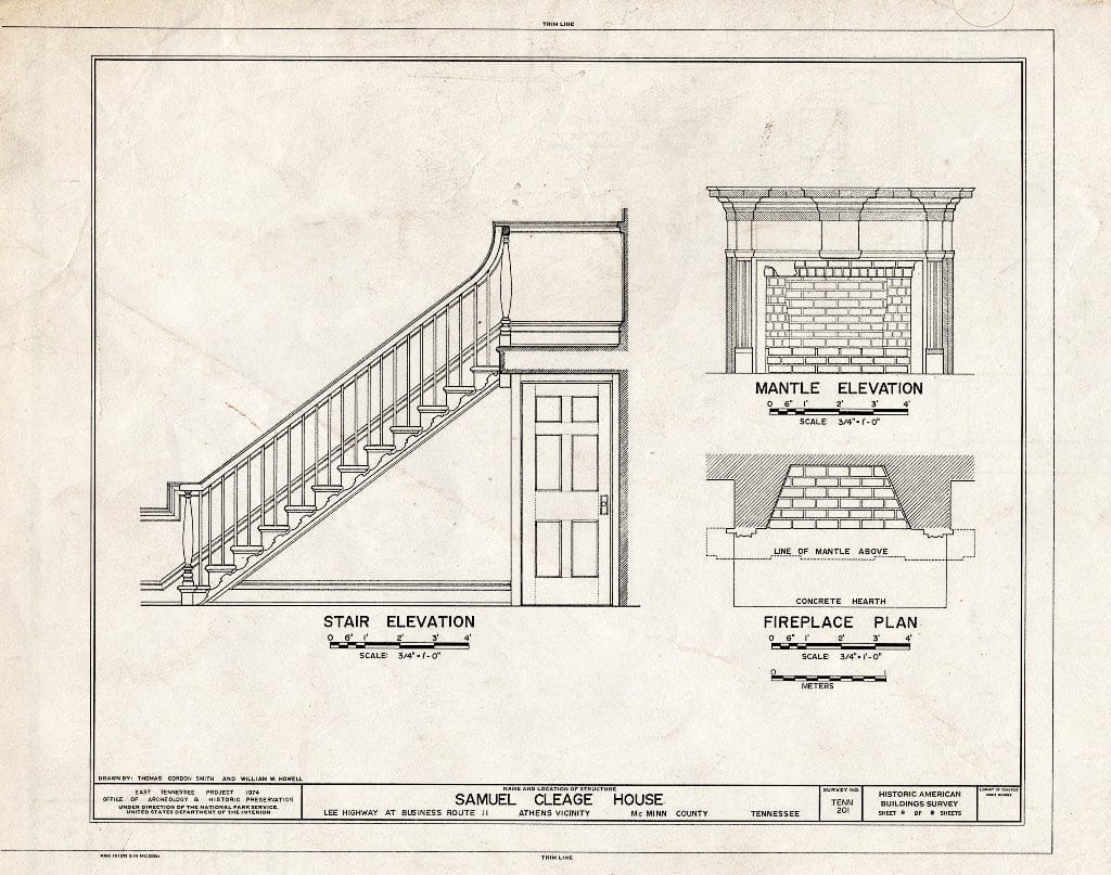 Blueprint HABS Tenn,54-ATH.V,1- (Sheet 8 of 8) - Samuel Cleage House, Lee Highway, Athens, McMinn County, TN