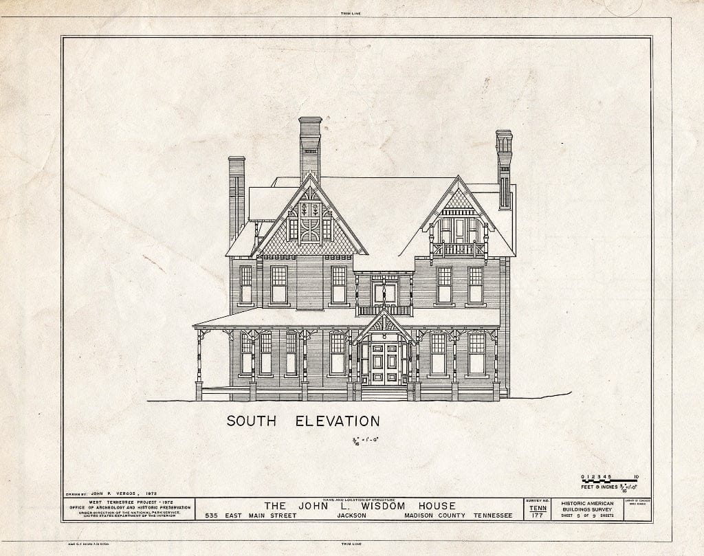 Blueprint HABS Tenn,57-JACSO,2- (Sheet 5 of 9) - John L. Wisdom House, 535 East Main Street, Jackson, Madison County, TN