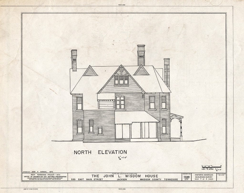Blueprint HABS Tenn,57-JACSO,2- (Sheet 7 of 9) - John L. Wisdom House, 535 East Main Street, Jackson, Madison County, TN