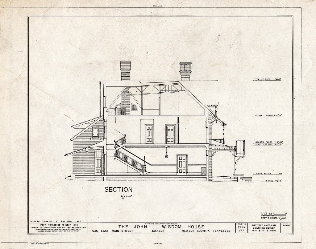 Blueprint HABS Tenn,57-JACSO,2- (Sheet 9 of 9) - John L. Wisdom House, 535 East Main Street, Jackson, Madison County, TN