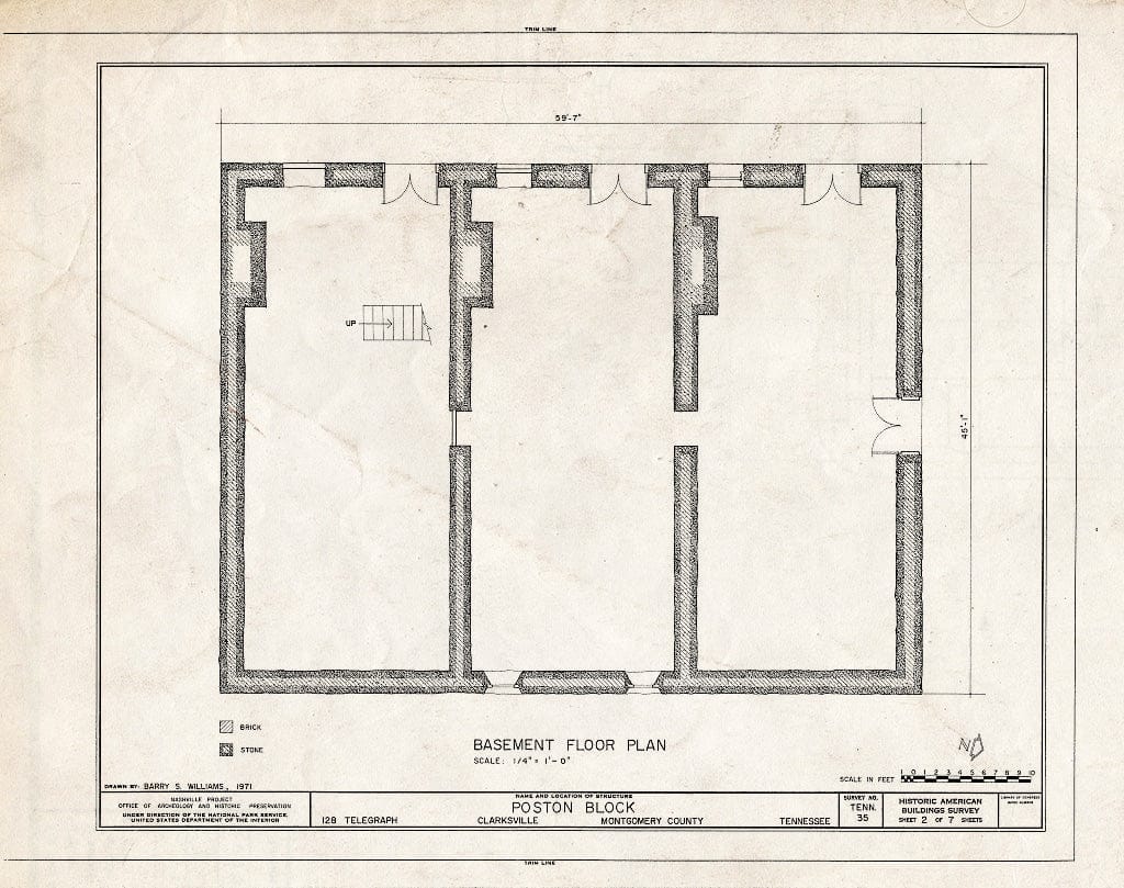 Blueprint HABS Tenn,63-CLKSV,2- (Sheet 2 of 7) - Poston Block, 126-130 Public Square, Clarksville, Montgomery County, TN