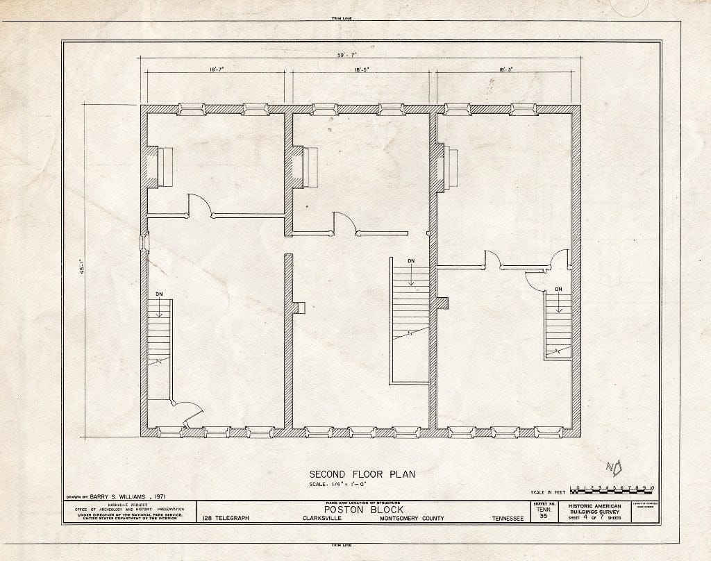 Blueprint HABS Tenn,63-CLKSV,2- (Sheet 4 of 7) - Poston Block, 126-130 Public Square, Clarksville, Montgomery County, TN