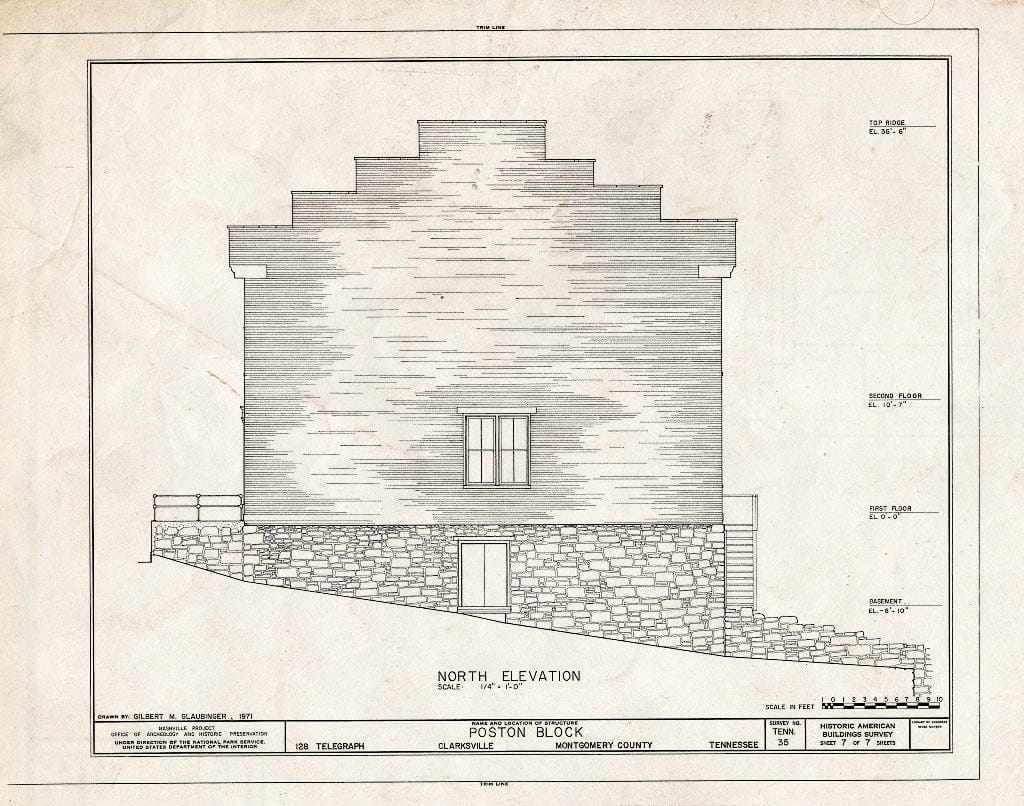 Blueprint HABS Tenn,63-CLKSV,2- (Sheet 7 of 7) - Poston Block, 126-130 Public Square, Clarksville, Montgomery County, TN