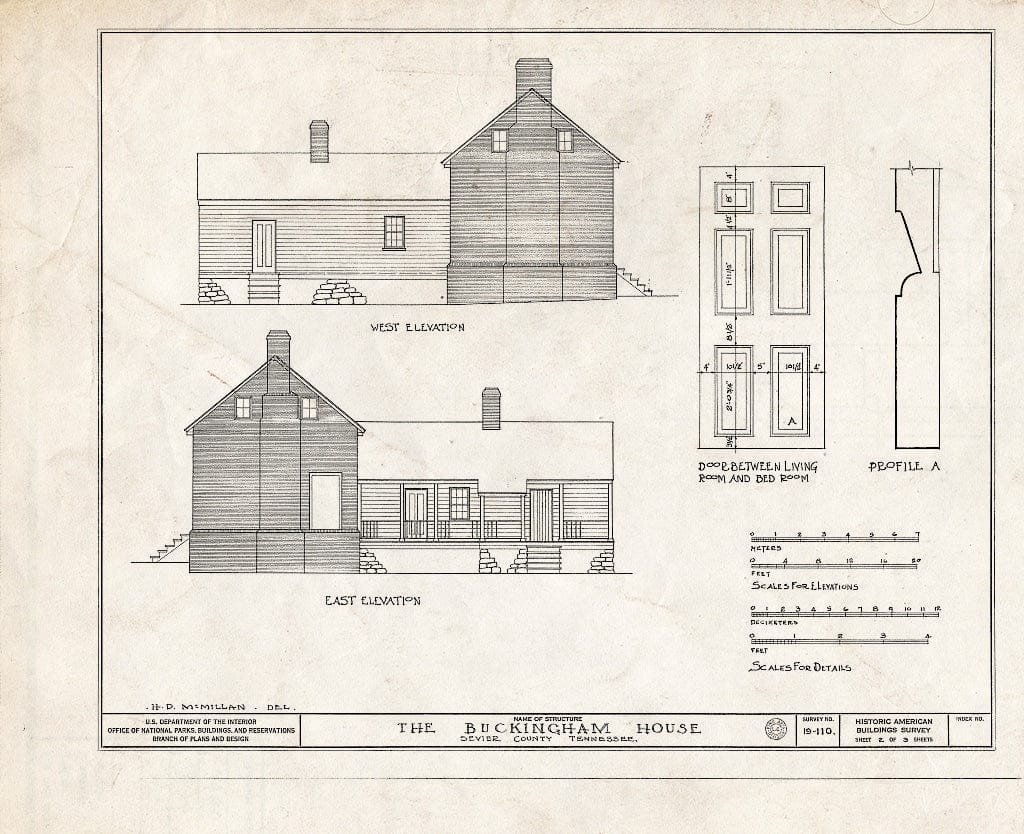 Blueprint HABS Tenn,78-,1- (Sheet 2 of 3) - Buckingham House, Sevierville Pike, Knoxville, Knox County, TN