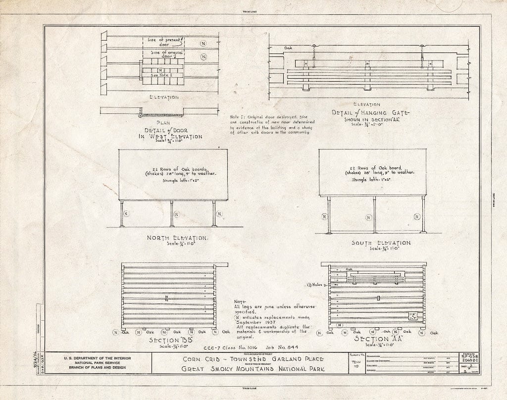 Blueprint HABS Tenn,5-CADCO,2A- (Sheet 2 of 2) - Townsend Garland Corn Crib, Vicinity of Rich Mountain Road, Townsend, Blount County, TN