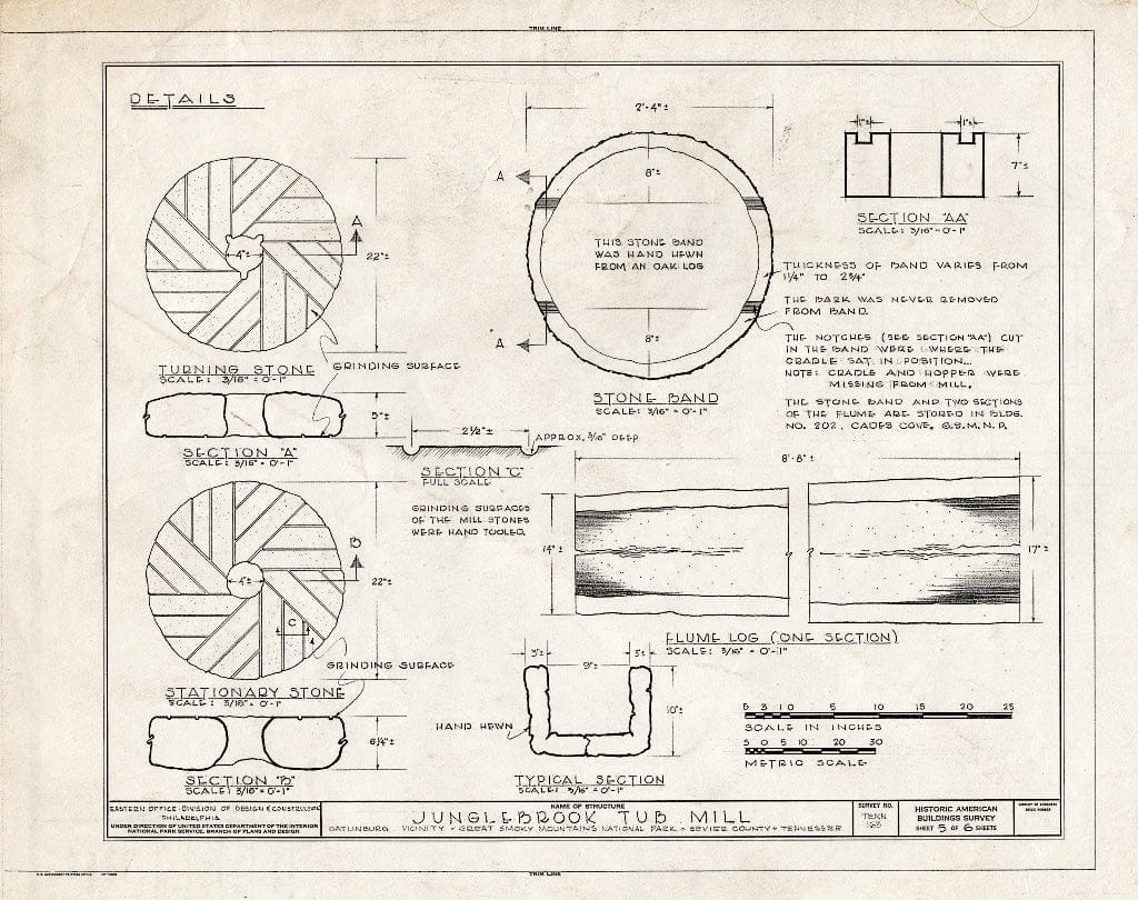 Blueprint HABS Tenn,78-GAT.V,2- (Sheet 5 of 6) - Junglebrook Tub Mill, Cherokee Orchard Road, Gatlinburg, Sevier County, TN