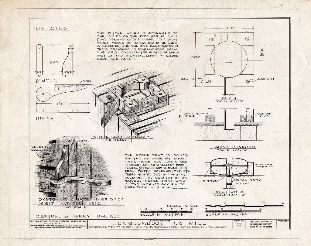 Blueprint HABS Tenn,78-GAT.V,2- (Sheet 6 of 6) - Junglebrook Tub Mill, Cherokee Orchard Road, Gatlinburg, Sevier County, TN