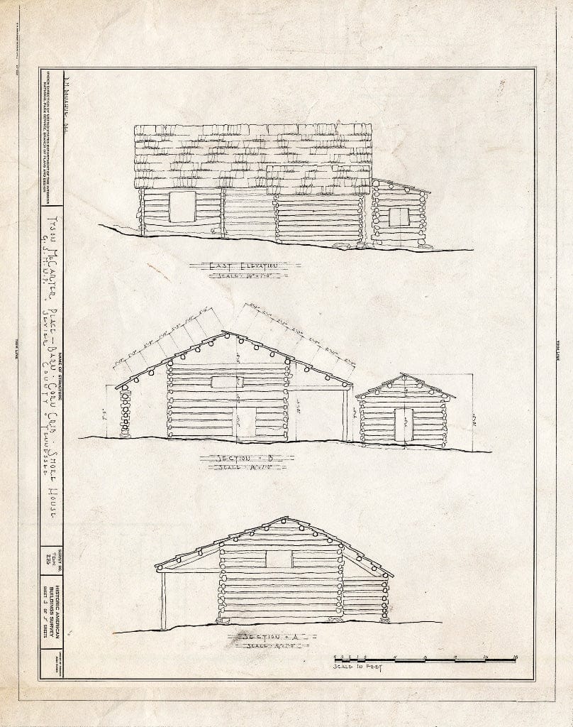 Blueprint HABS Tenn,78-GAT.V,5A- (Sheet 3 of 5) - Tyson McCarter Place, (Barn-Corn Crib-Smokehouse), Gatlinburg, Sevier County, TN