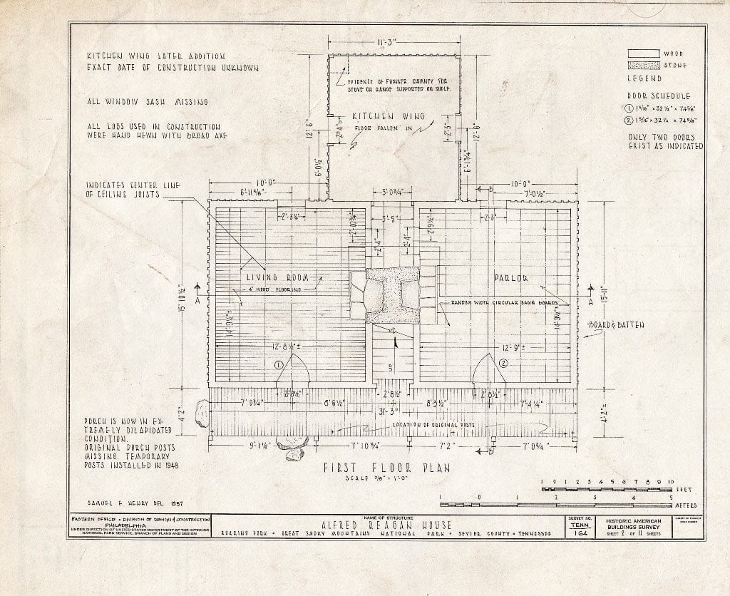 Blueprint HABS Tenn,78-GAT.V,3- (Sheet 2 of 11) - Alfred Raegan House, Roaring Fork Trail, Gatlinburg, Sevier County, TN