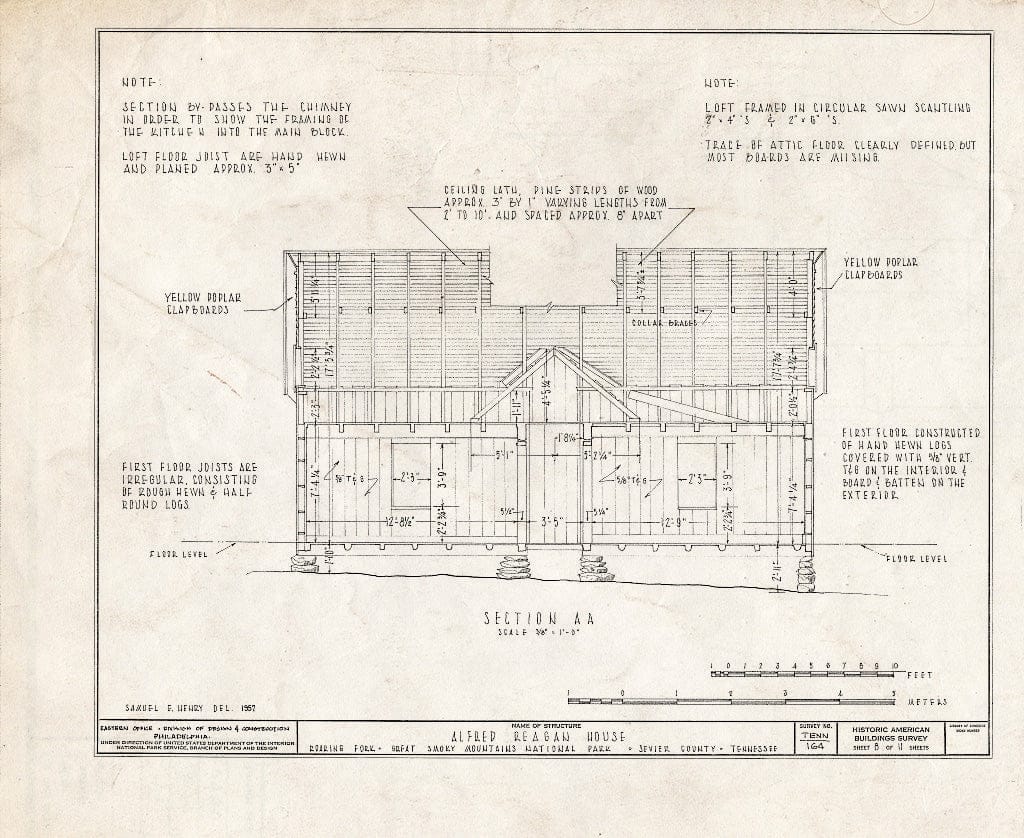 Blueprint HABS Tenn,78-GAT.V,3- (Sheet 8 of 11) - Alfred Raegan House, Roaring Fork Trail, Gatlinburg, Sevier County, TN