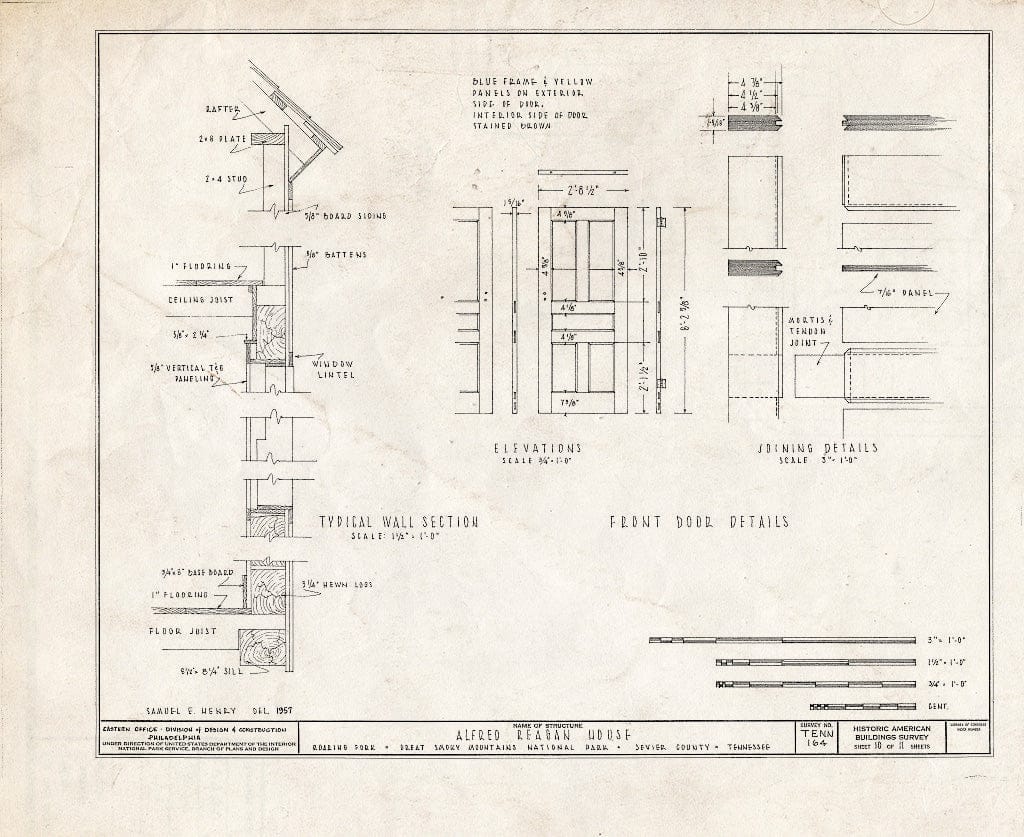 Blueprint HABS Tenn,78-GAT.V,3- (Sheet 10 of 11) - Alfred Raegan House, Roaring Fork Trail, Gatlinburg, Sevier County, TN