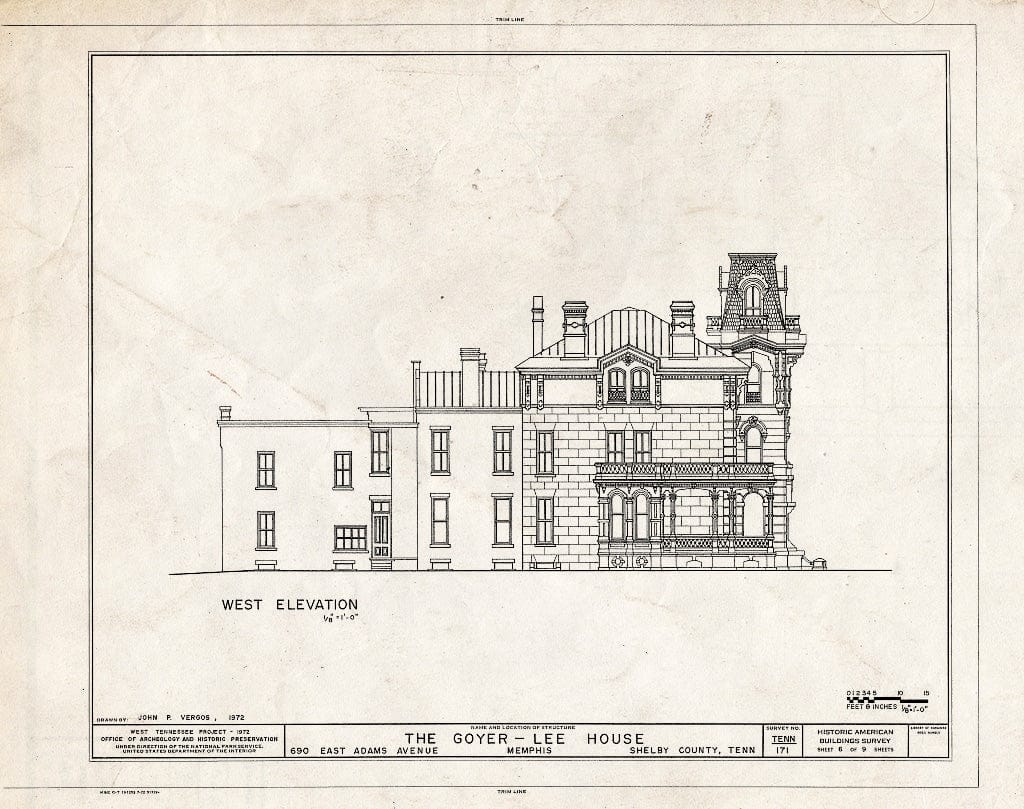 Blueprint HABS Tenn,79-MEMPH,15- (Sheet 6 of 9) - Goyer-Lee House, 690 East Adams Street, Memphis, Shelby County, TN