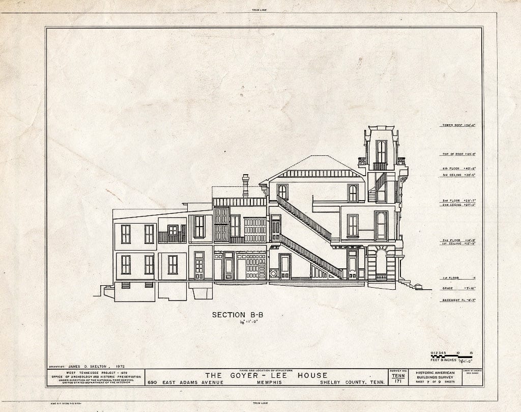 Blueprint HABS Tenn,79-MEMPH,15- (Sheet 7 of 9) - Goyer-Lee House, 690 East Adams Street, Memphis, Shelby County, TN