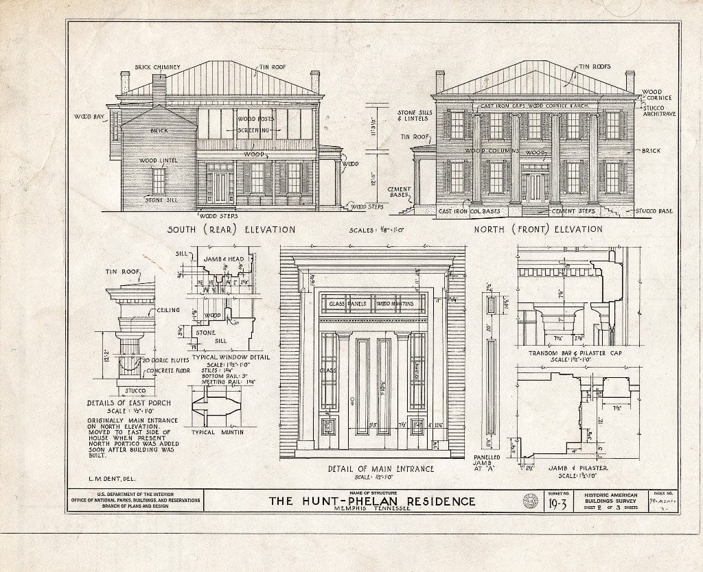 Blueprint HABS Tenn,79-MEMPH,3- (Sheet 2 of 3) - Driver-Hunt-Phelan House, 533 Beale Avenue, Memphis, Shelby County, TN