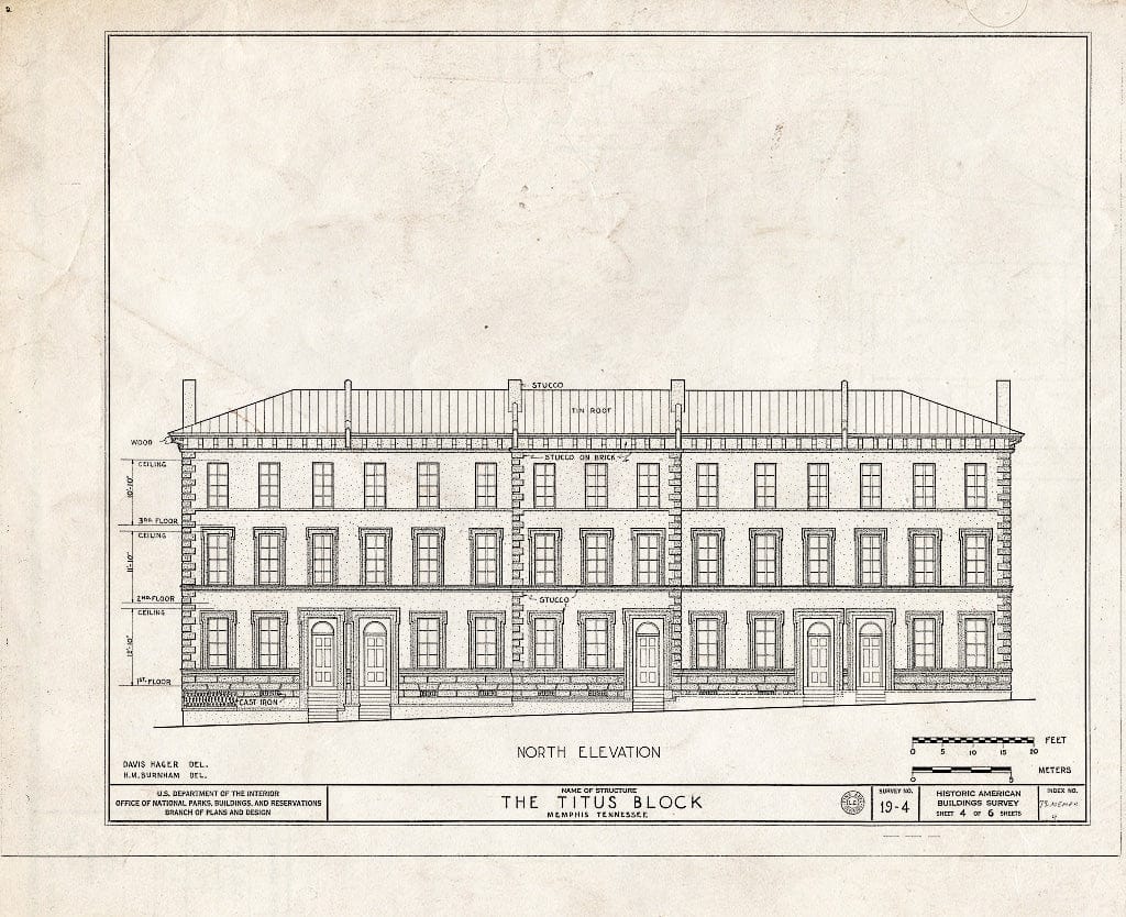 Blueprint HABS Tenn,79-MEMPH,4- (Sheet 4 of 6) - Titus Block, Third & Market Streets, Memphis, Shelby County, TN