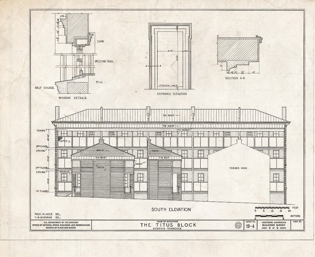 Blueprint HABS Tenn,79-MEMPH,4- (Sheet 6 of 6) - Titus Block, Third & Market Streets, Memphis, Shelby County, TN