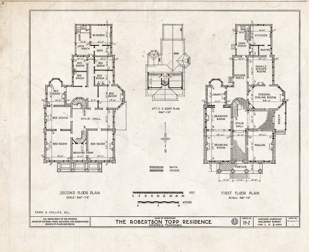 Blueprint HABS Tenn,79-MEMPH,2- (Sheet 1 of 3) - Robertson Topp House, 565 Beale Avenue, Memphis, Shelby County, TN