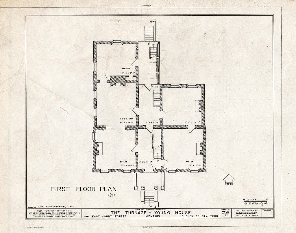 Blueprint HABS Tenn,79-MEMPH,16- (Sheet 2 of 6) - Turnage-Young House, 196 East Court Street, Memphis, Shelby County, TN