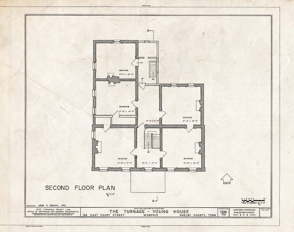 Blueprint HABS Tenn,79-MEMPH,16- (Sheet 3 of 6) - Turnage-Young House, 196 East Court Street, Memphis, Shelby County, TN