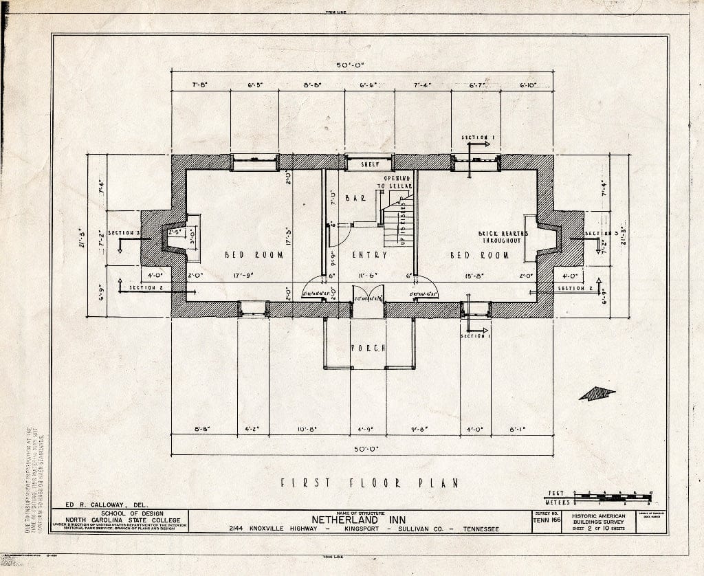 Blueprint HABS Tenn,82-KINPO,1- (Sheet 2 of 10) - Netherland Inn, 2144 Knoxville Highway, Kingsport, Sullivan County, TN