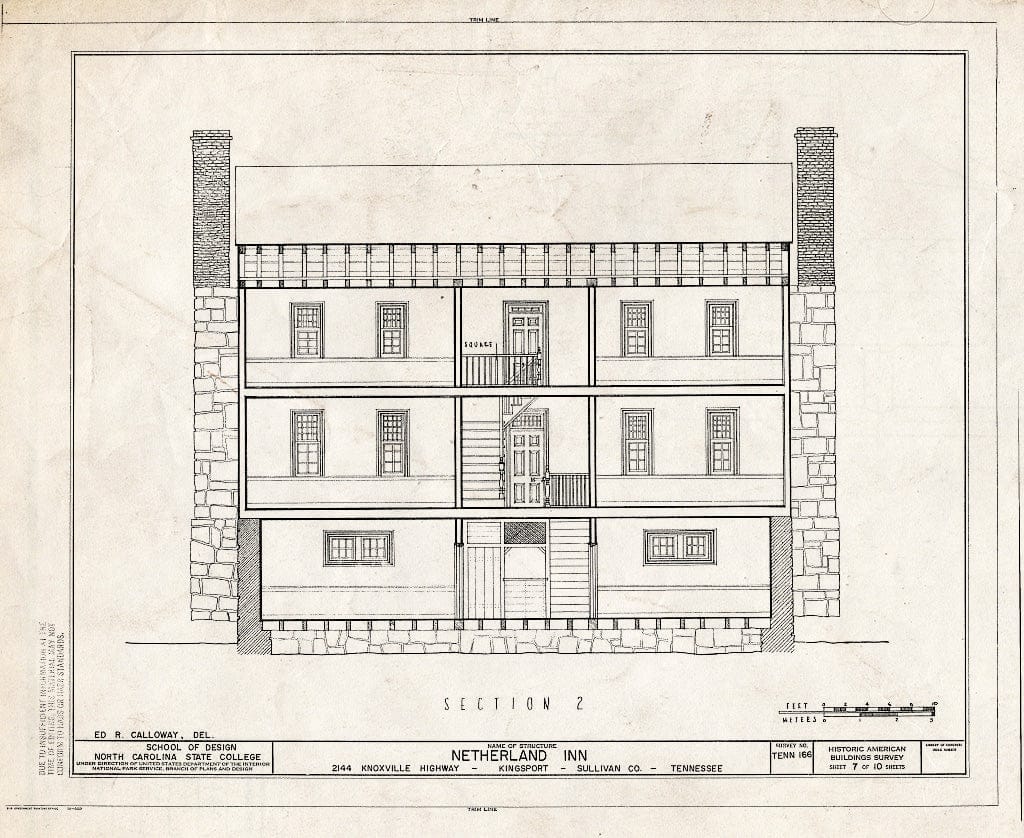 Blueprint HABS Tenn,82-KINPO,1- (Sheet 7 of 10) - Netherland Inn, 2144 Knoxville Highway, Kingsport, Sullivan County, TN