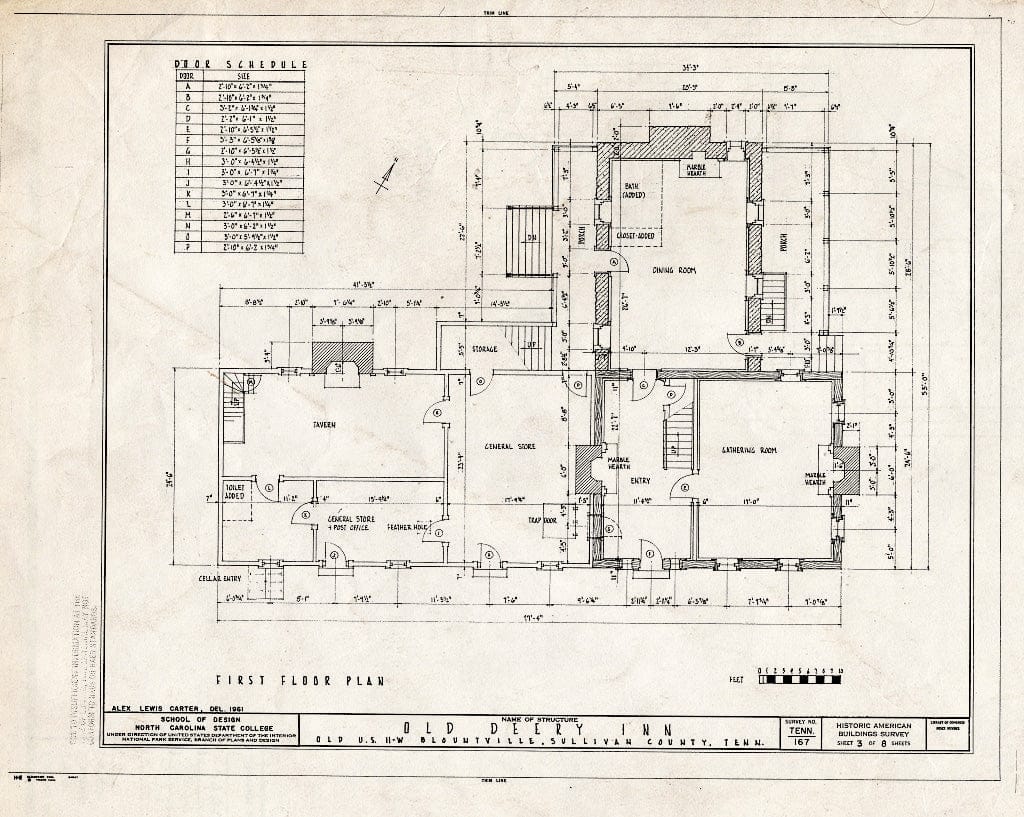 Blueprint HABS Tenn,82-Blount,1- (Sheet 3 of 8) - Old Deery Inn, Old Route 4 South & Route 11 West, Blountville, Sullivan County, TN