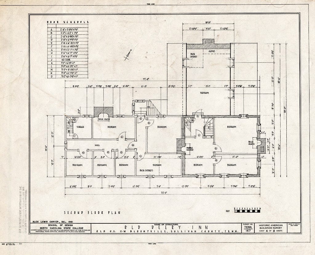 Blueprint HABS Tenn,82-Blount,1- (Sheet 4 of 8) - Old Deery Inn, Old Route 4 South & Route 11 West, Blountville, Sullivan County, TN