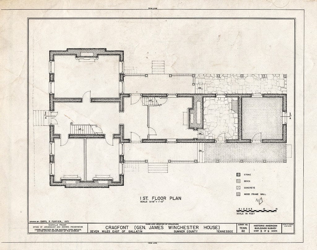 Blueprint HABS Tenn,83-GAL.V,2- (Sheet 3 of 9) - Cragfont, Highway 25, Gallatin, Sumner County, TN