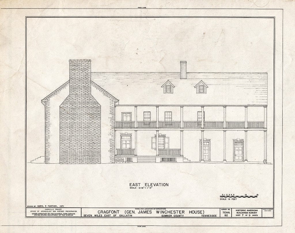Blueprint HABS Tenn,83-GAL.V,2- (Sheet 7 of 9) - Cragfont, Highway 25, Gallatin, Sumner County, TN