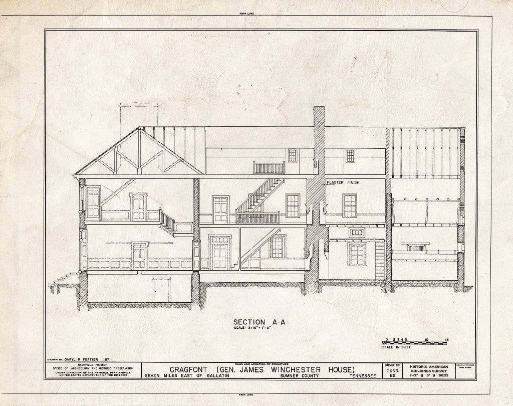 Blueprint HABS Tenn,83-GAL.V,2- (Sheet 9 of 9) - Cragfont, Highway 25, Gallatin, Sumner County, TN
