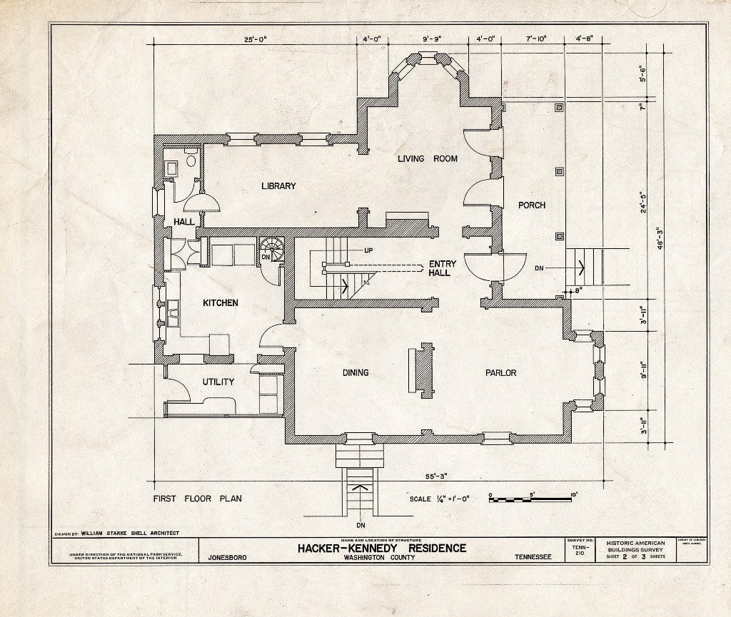 Blueprint HABS Tenn,90-JONSBO,1- (Sheet 2 of 3) - Hacker-Kennedy House, 400 West Main Street, Jonesborough, Washington County, TN