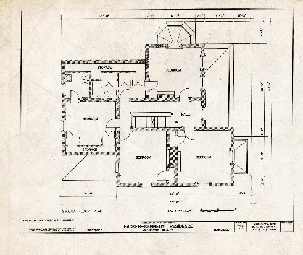 Blueprint HABS Tenn,90-JONSBO,1- (Sheet 3 of 3) - Hacker-Kennedy House, 400 West Main Street, Jonesborough, Washington County, TN