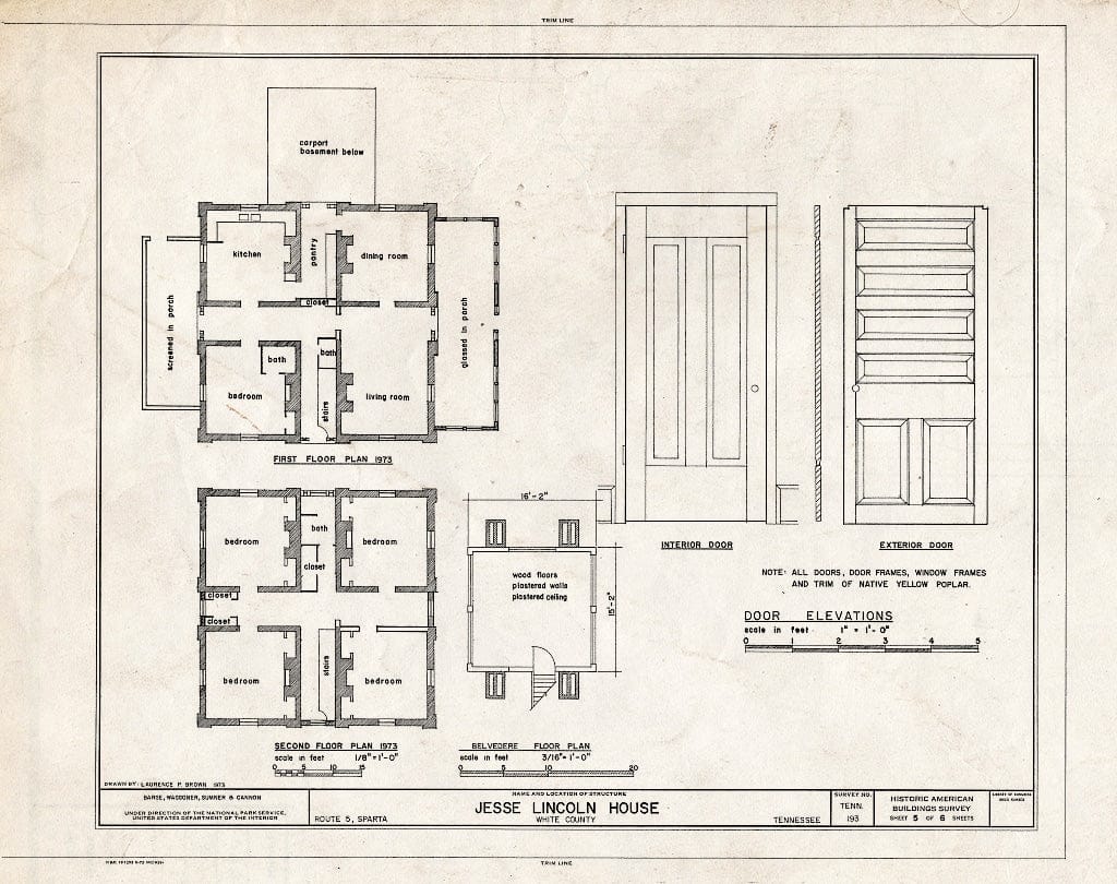 Blueprint HABS Tenn,93-SPART,1- (Sheet 5 of 6) - Jesse Lincoln House, Route 5, Sparta, White County, TN