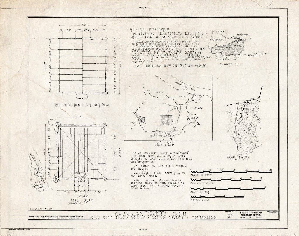 Blueprint HABS Tenn,15-Cosby.V,1- (Sheet 1 of 2) - Chandler Jenkins Cabin, Indian Camp Road, Cosby, Cocke County, TN