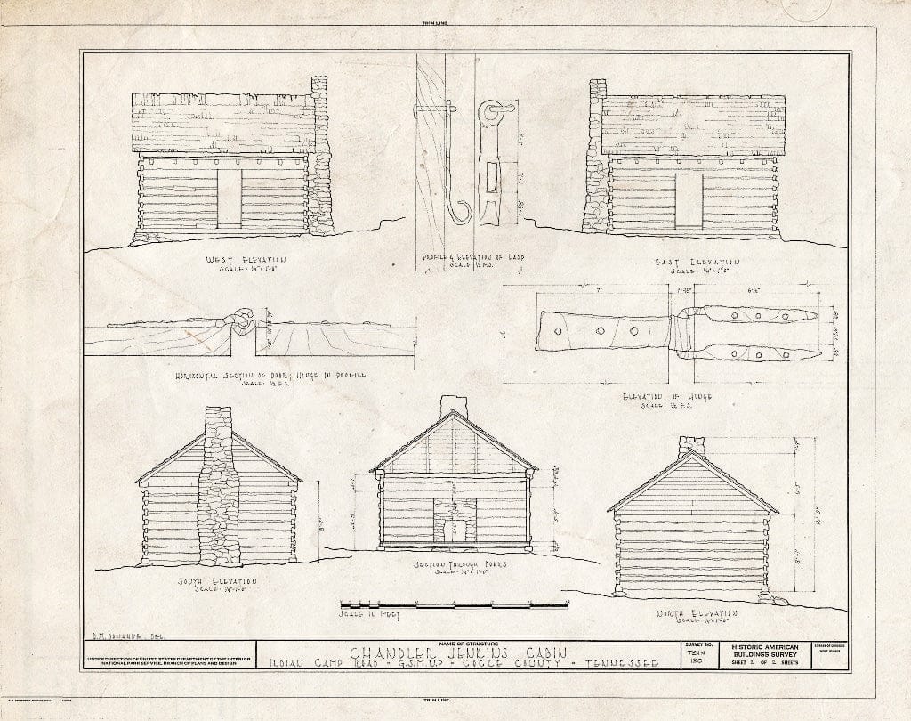 Blueprint HABS Tenn,15-Cosby.V,1- (Sheet 2 of 2) - Chandler Jenkins Cabin, Indian Camp Road, Cosby, Cocke County, TN