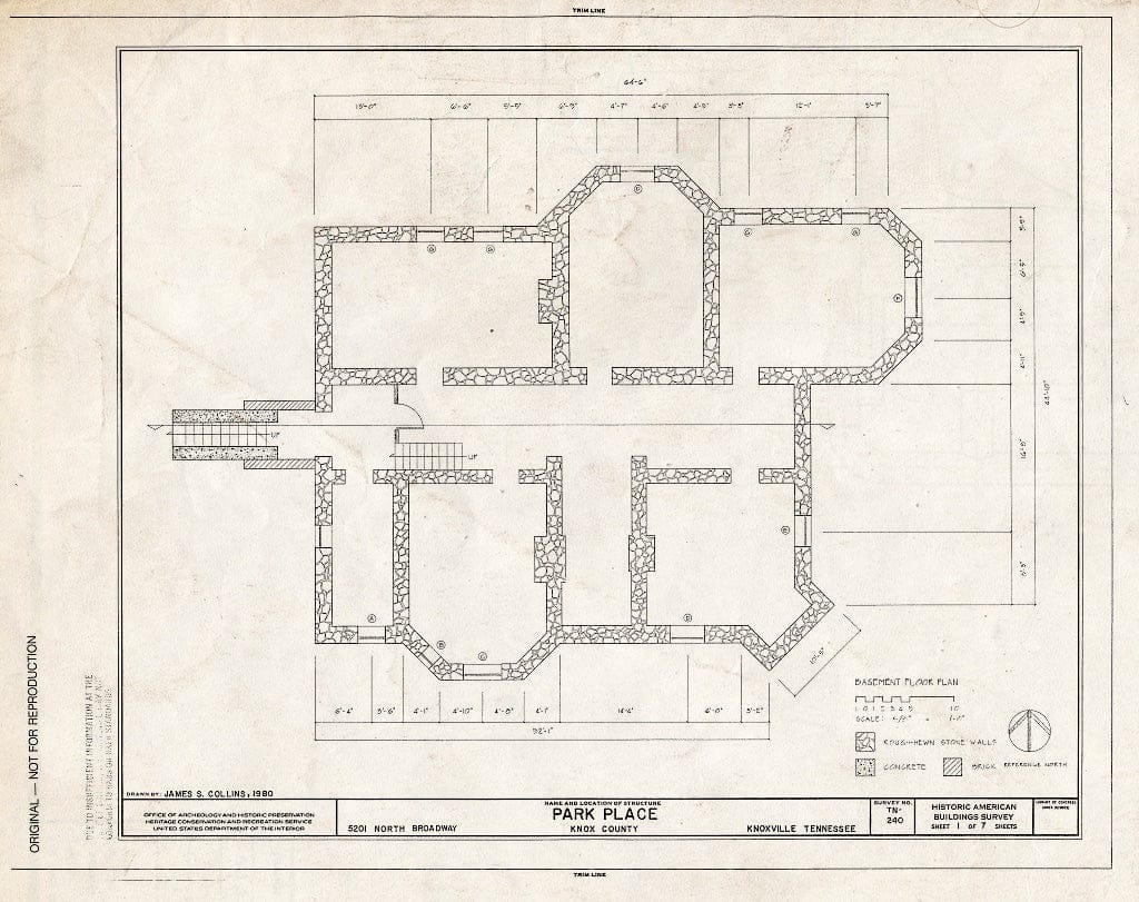 Blueprint HABS Tenn,47-KNOVI,10- (Sheet 1 of 7) - Park Place, 5201 North Broadway, Knoxville, Knox County, TN
